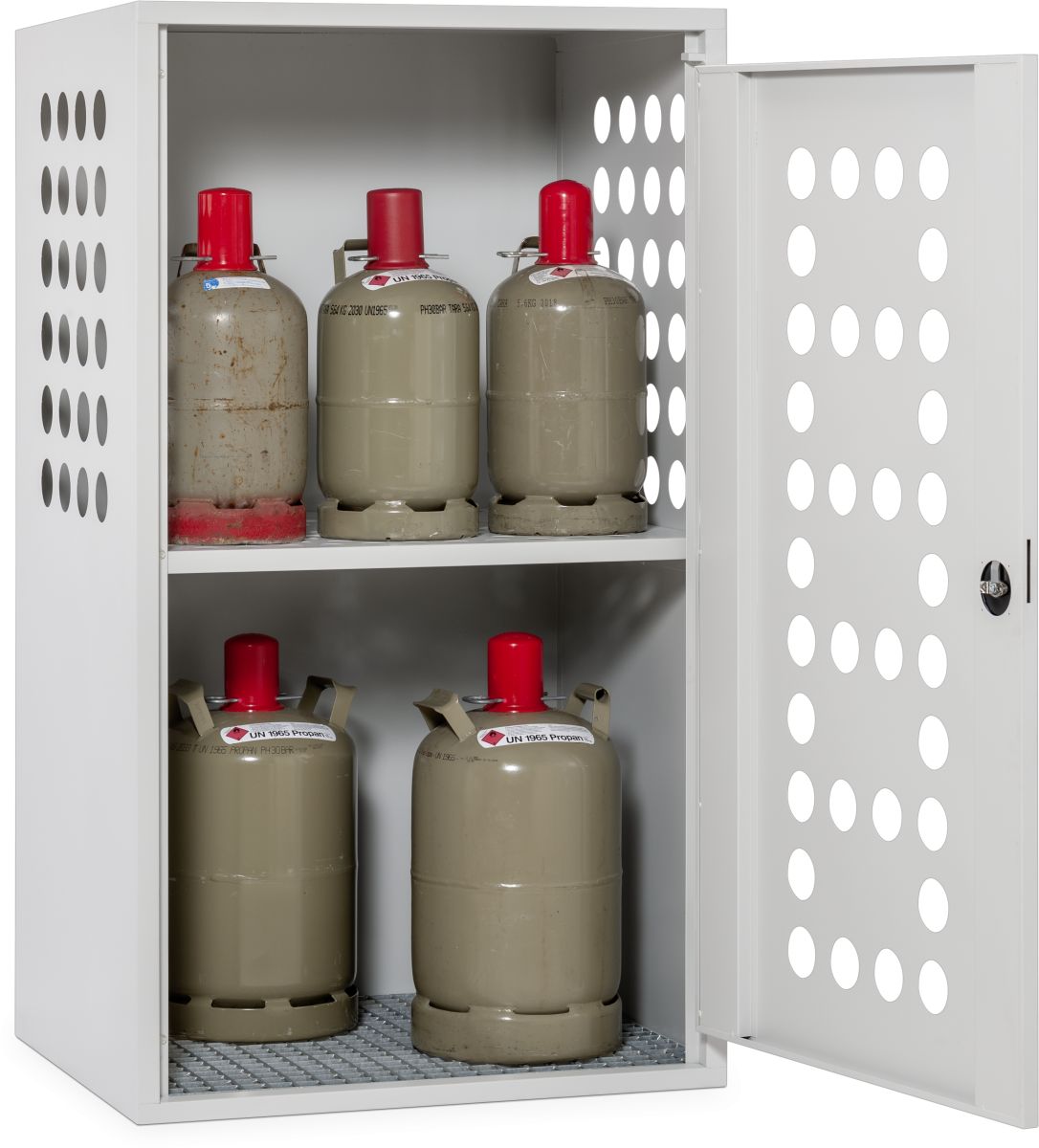 711878_1 Gasflaschen-Depot für 8x11kg oder 4x33kg Flaschen aus Stahl, verzinkt und polyesterpulverbeschichtet