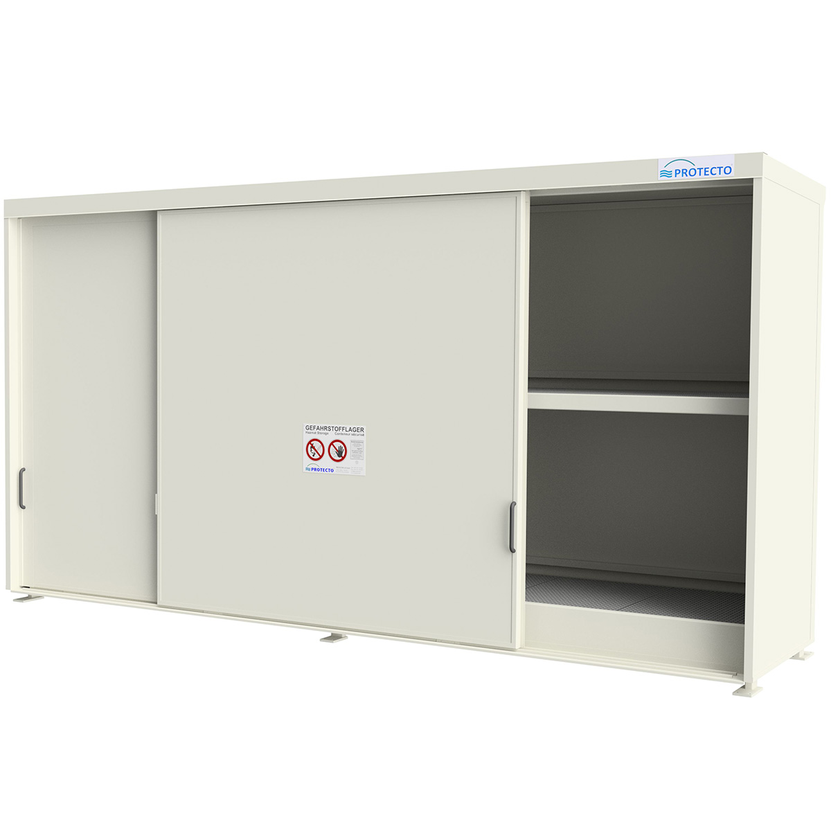 Regalcontainer mit Schiebetoren und 1 Lagerebene – Typ RC 14-2XX.1