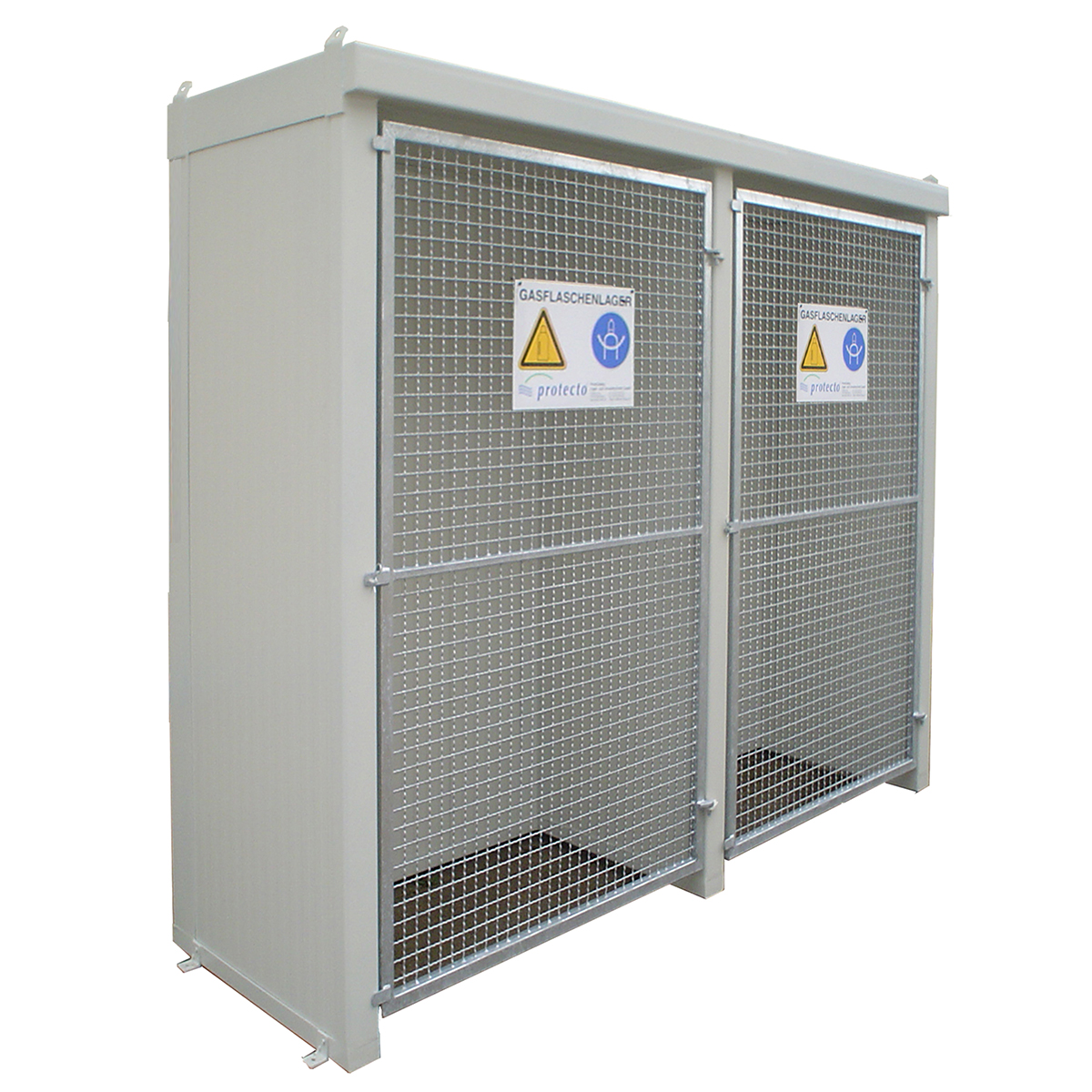 F-SAFE Gasflaschenlager GFL-P 1.2 Wände / Dach aus EI90-Paneelen, Maschengittertor