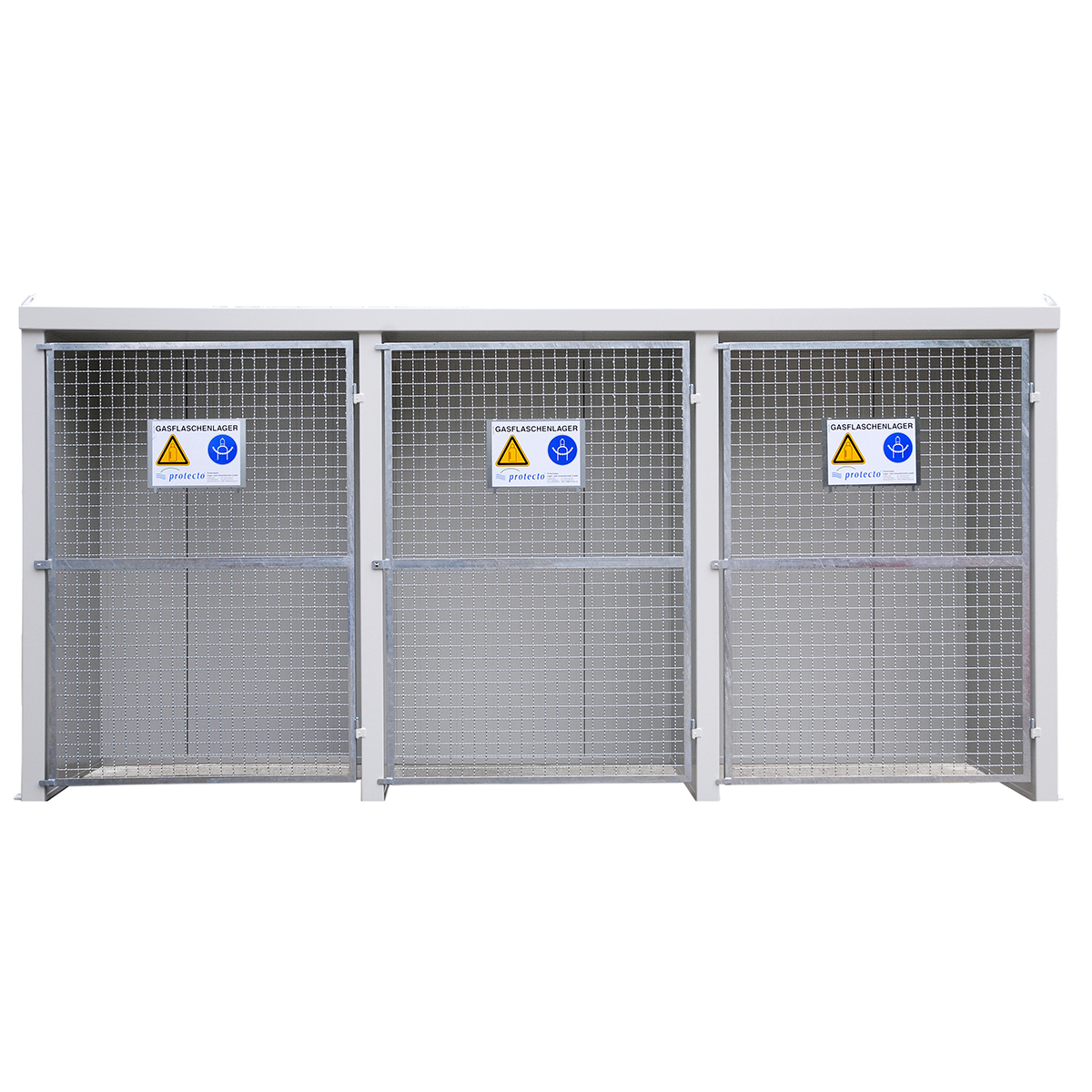F-SAFE Gasflaschenlager GFL-P 1.3 Wände / Dach aus EI90-Paneelen, Maschengittertor